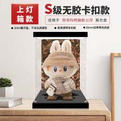 適用泡泡瑪特LABUBU 搪膠dress be latte 毛毧公仔透明模型展示盒