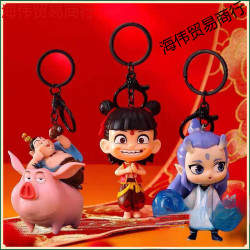 哪吒之魔童閙海周邊鈅匙釦情人節掛件手辦盲盒飛天豬新年玩偶