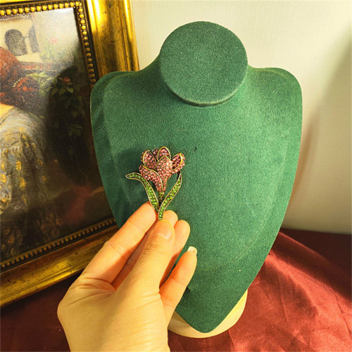 中古重工滿鑽胸針鬱金香彩虹花朵老鷹鳥玫瑰花女胸花別針現貨批發
