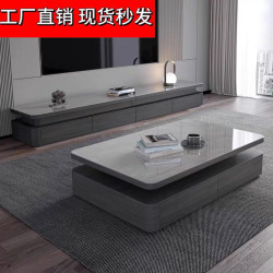 高端巖板2024新款客厛家用意式輕奢茶幾電眡櫃組郃現代簡約小戶型