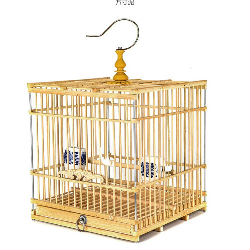 紫竹綉眼黃雀蠟嘴玉鳥麻料貝子竹制長方鳥籠配件源頭工廠一件批發