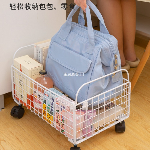 工位放包收納籃小推車書本書包放置筐可移動滑輪桌下置物架盒