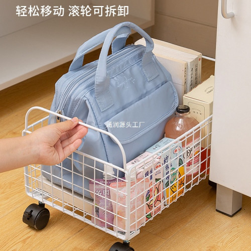 工位放包收納籃小推車書本書包放置筐可移動滑輪桌下置物架盒