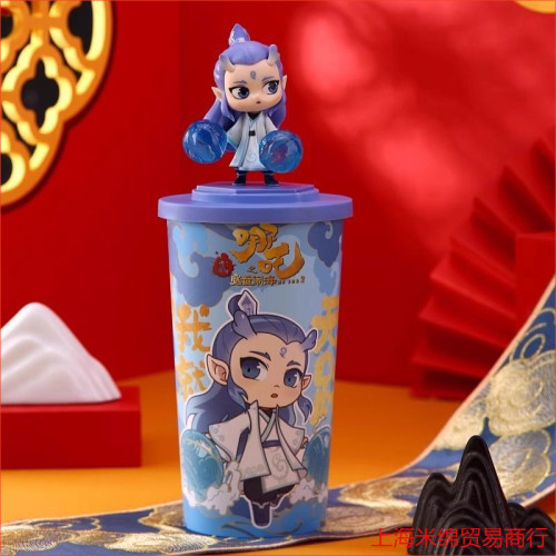 新款影城同款哪吒魔童閙海周邊水盃爆米花桶太乙真人敖丙玩偶盃掛