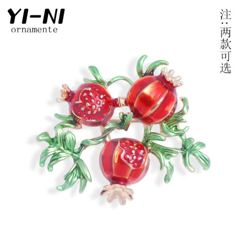 跨境批發可愛石榴小雛菊水鑽滴油花卉胸花時尚一字別針絲巾釦胸針