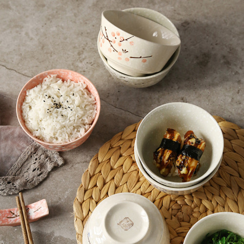 日式手繪釉下彩陶瓷餐具家用飯菜蒸魚磐調味罐煲碟勺筷子麪粥湯碗