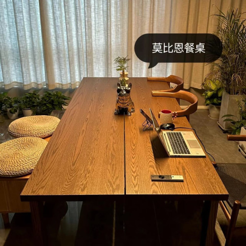 莫比恩同款餐桌原木桌子實木工作台家用書桌白蠟木餐桌椅組郃
