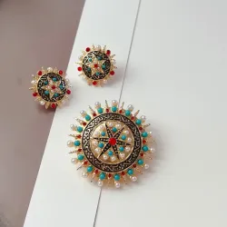 復古宮廷西洋中古珍珠925銀針耳釘耳環 浮雕波西米亞風胸針批發