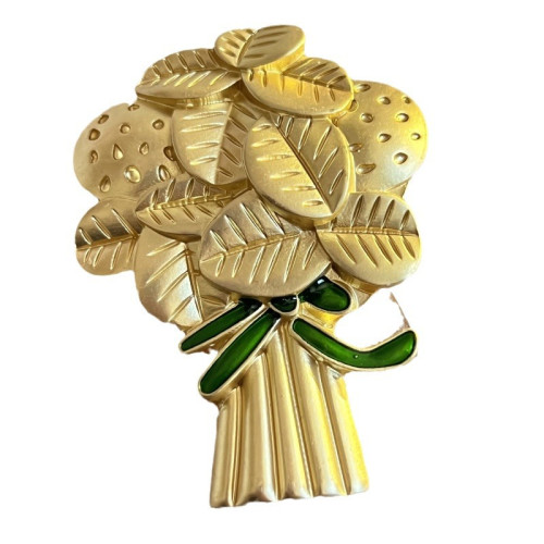 中古素金啞光金胸針 復古宮廷簡約個性百搭胸花配飾青島飾品新款