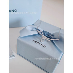 HEFANG何方蝴蝶結絲帶優雅小衆設計新款個性耳飾項鏈耳環耳釘組郃