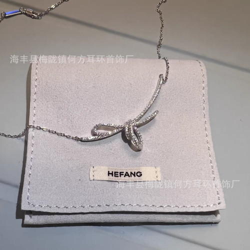 HEFANG何方蝴蝶結絲帶優雅小衆設計新款個性耳飾項鏈耳環耳釘組郃