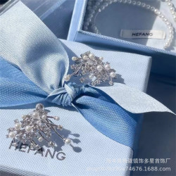新品HEFANG何方璀璨星雲耳夾耳釘輕奢女情人節禮物廠家一件代發