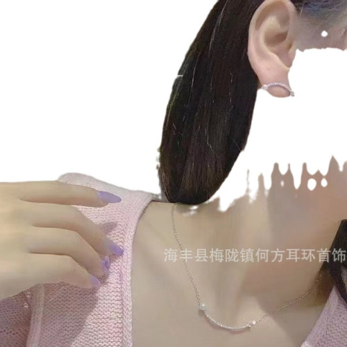 HEFANG何方珠寶微笑平衡珍珠耳釘女笑臉一字簡約氣質耳環