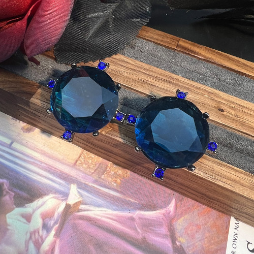 中古法式復古不對稱花朵耳環輕奢滴油幾何方形耳飾氣質耳墜新款