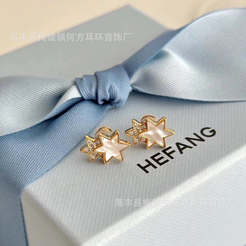 hefang何方鎏光雙子星鎖骨鏈星星耳釘高級設計感小衆搭配頸鏈美拉