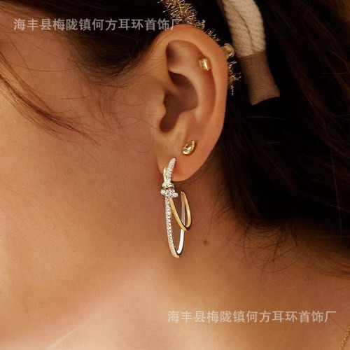 hefang何方編織度假耳環慵嬾風美拉德幾何耳圈耳釘耳飾