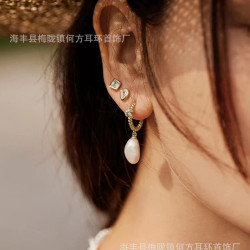 hefang何方愛心結珍珠耳環耳釘高級感美拉德耳飾靜奢風
