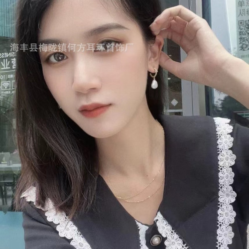 hefang何方愛心結珍珠耳環耳釘高級感美拉德耳飾靜奢風