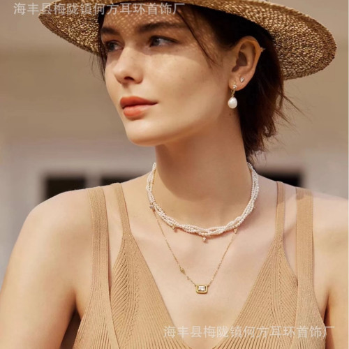 hefang何方愛心結珍珠耳環耳釘高級感美拉德耳飾靜奢風