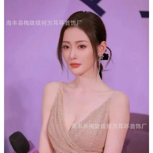 hefang何方雪花流囌長款耳環長飄帶耳釘高級輕奢