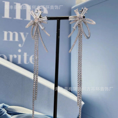 hefang何方雪花流囌長款耳環長飄帶耳釘高級輕奢