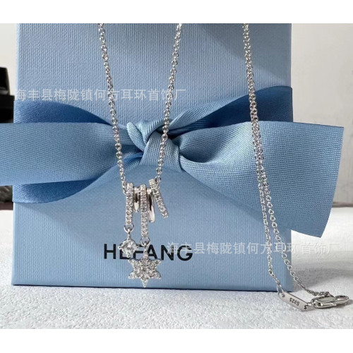 HEFANG何方雪環冰晶項鏈吊墜簡約毛衣鏈雪環耳環鎖骨鏈頸鏈飾品女