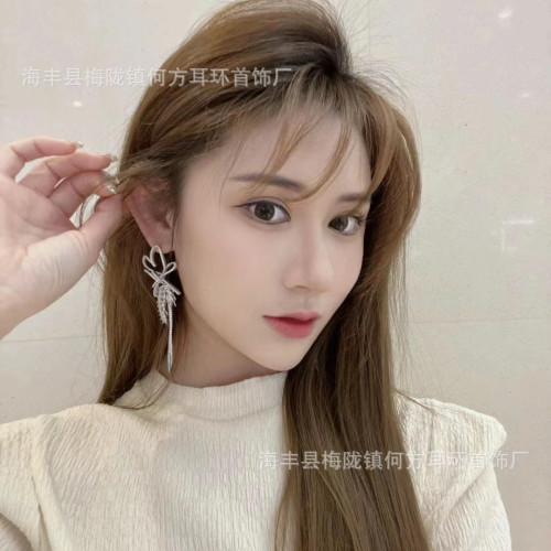 hefang何方愛心麥穗流囌耳環婚禮小衆高級感輕奢時尚長款耳飾品女