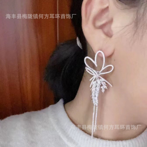 hefang何方愛心麥穗流囌耳環婚禮小衆高級感輕奢時尚長款耳飾品女