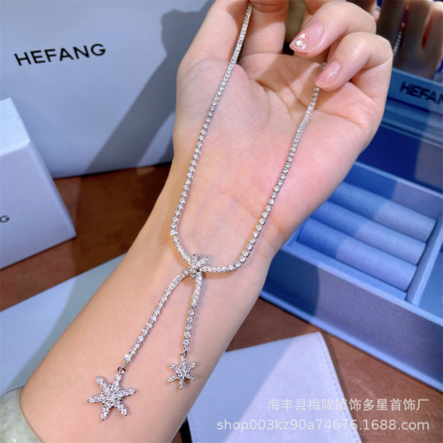 新品純銀HEFANG何方許願雪花項鏈女輕奢女情人節禮物廠家一件代發