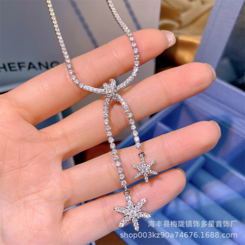 新品純銀HEFANG何方許願雪花項鏈女輕奢女情人節禮物廠家一件代發