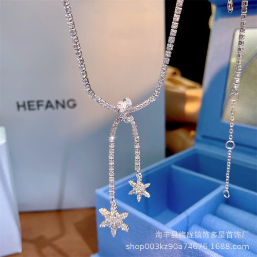 新品純銀HEFANG何方許願雪花項鏈女輕奢女情人節禮物廠家一件代發