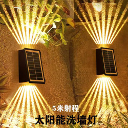 新款太陽能洗牆燈戶外防水別墅庭院燈氛圍裝飾射燈家用景觀牆壁燈