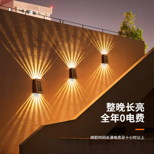 新款太陽能洗牆燈戶外防水別墅庭院燈氛圍裝飾射燈家用景觀牆壁燈