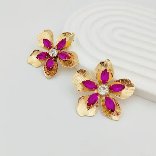 復古vintage宮廷風鑲鑽花朵耳釘歐美個性誇張耳環晚宴派對配飾品