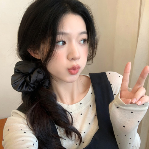範冰冰同款緞麪睡眠慵嬾法式發圈