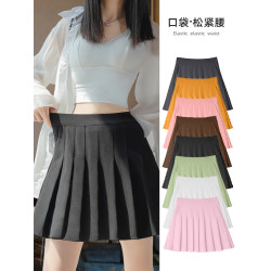 jk女夏松緊大碼胖mm小個子百褶裙