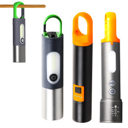 新品LED手電筒白聚光 Type-C充電鋁合金伸縮變焦爆款迷你電筒