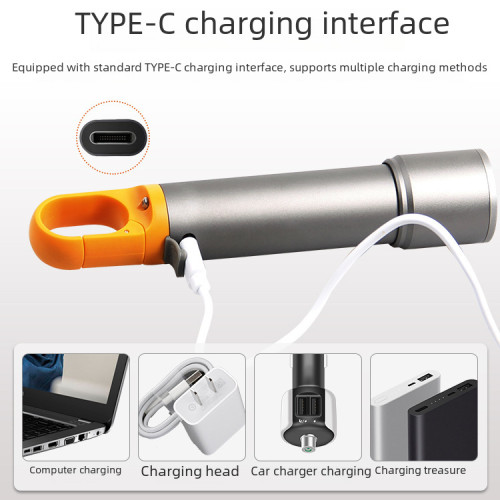 新品LED手電筒白聚光 Type-C充電鋁合金伸縮變焦爆款迷你電筒
