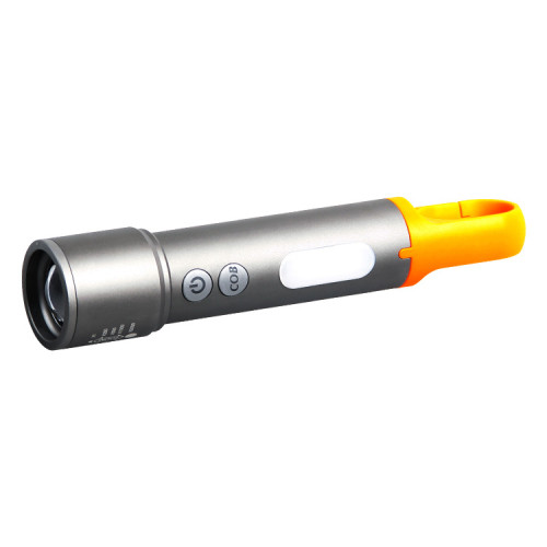 新品LED手電筒白聚光 Type-C充電鋁合金伸縮變焦爆款迷你電筒