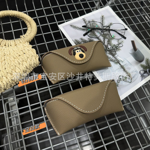 通用大空間掌門狗墨鏡眼鏡盒可攜式掛包可愛學生近視眼鏡抗壓收納包