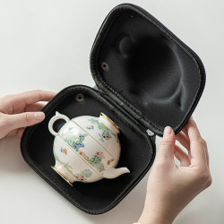 白瓷快客杯一壺二杯精緻茶壺可攜式露營旅行茶具陶瓷茶杯套裝新中式