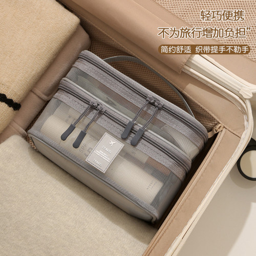 款網紗洗漱包旅行多層化妝品收納包大容量出差手提雜物收納袋
