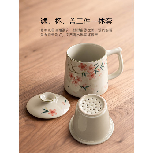 陶瓷手繪帶蓋女士高顔值馬克盃