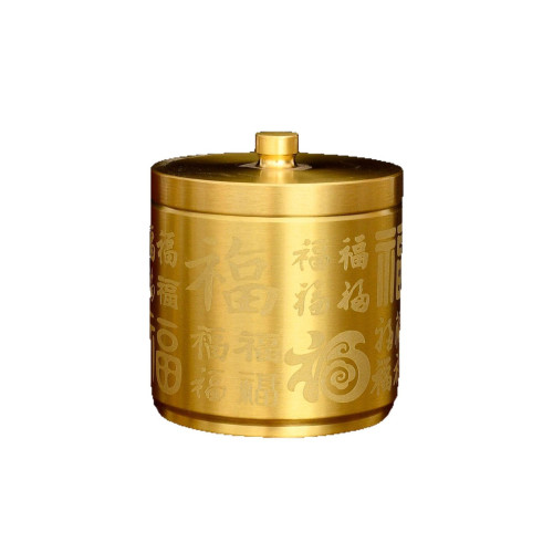 銅工藝品精雕百福海浪祥雲車載菸灰缸