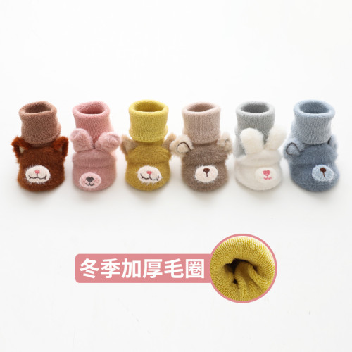 新生兒鞦鼕加毧加厚保暖嬰兒襪子