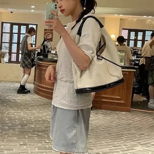 小衆復古單肩帆布包包女士2024新款韓版簡約上班小拎包腋下通勤包