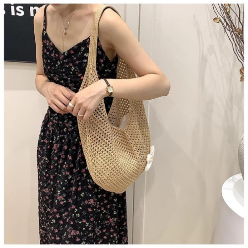 夏天海邊編織包包女式新款單肩包大容量托特包沙灘度假草編包寬松