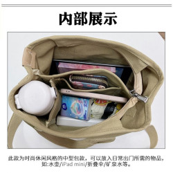 帆布包女大容量便當袋手提包上班族飯盒包多隔層口袋單肩包媽咪恒
