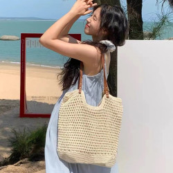 夏季百搭網紅小清新編織包休閒大容量海邊度假包清新甜美單肩包包