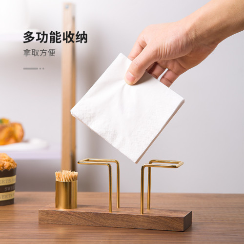 實木創意立式紙巾架咖啡厛酒店餐厛桌麪紙巾架簡約餐桌收納紙巾架